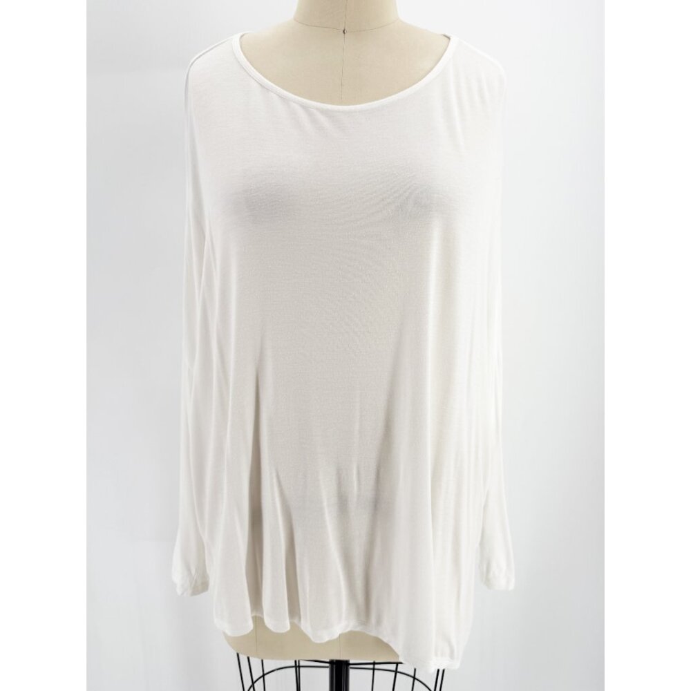 MAJESTIC FILATURES ASYMMETRICAL HEMLINE LONG SLEEVE TEE 3/M white